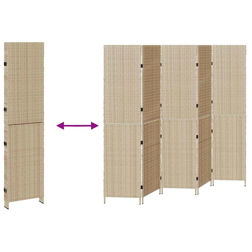 Room Divider Folding Manual Beige 242 x 180 cm Poly Rattan